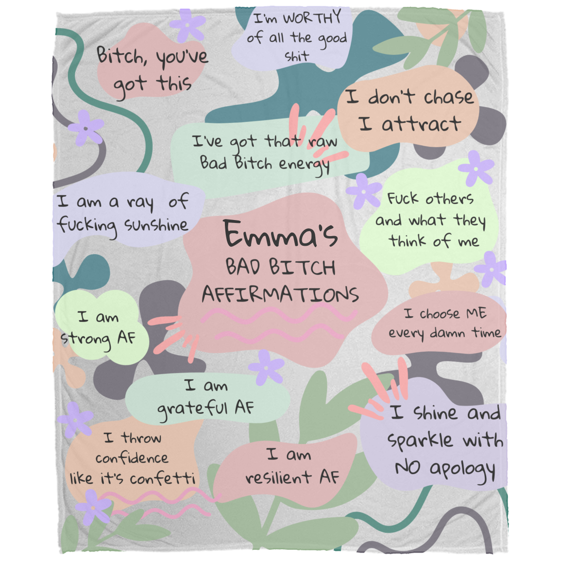 Bad Bitch Affirmations| PERSONALIZED |  Fleece Blanket