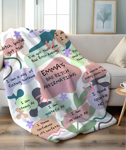 Bad Bitch Affirmations| PERSONALIZED |  Fleece Blanket