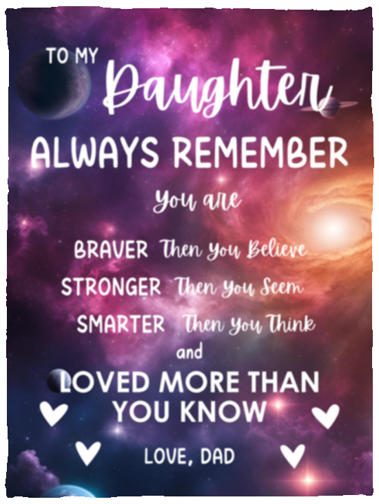 To my Daughter, Love Dad | Blanket | 30x40 | Cozy Plush Fleece | Galaxy | From Dad