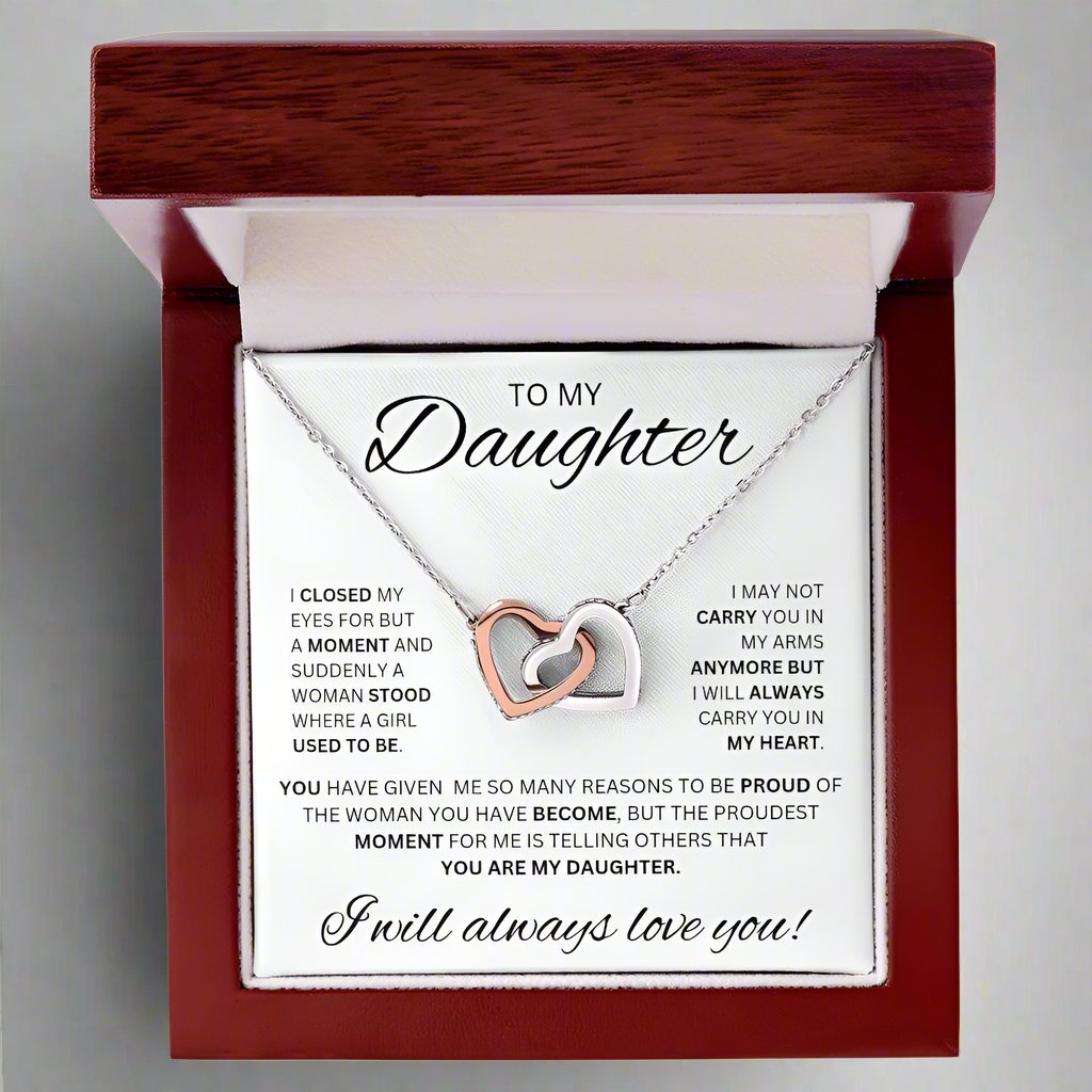 To My Daughter | Necklace: Interlocking Hearts | Proud of you