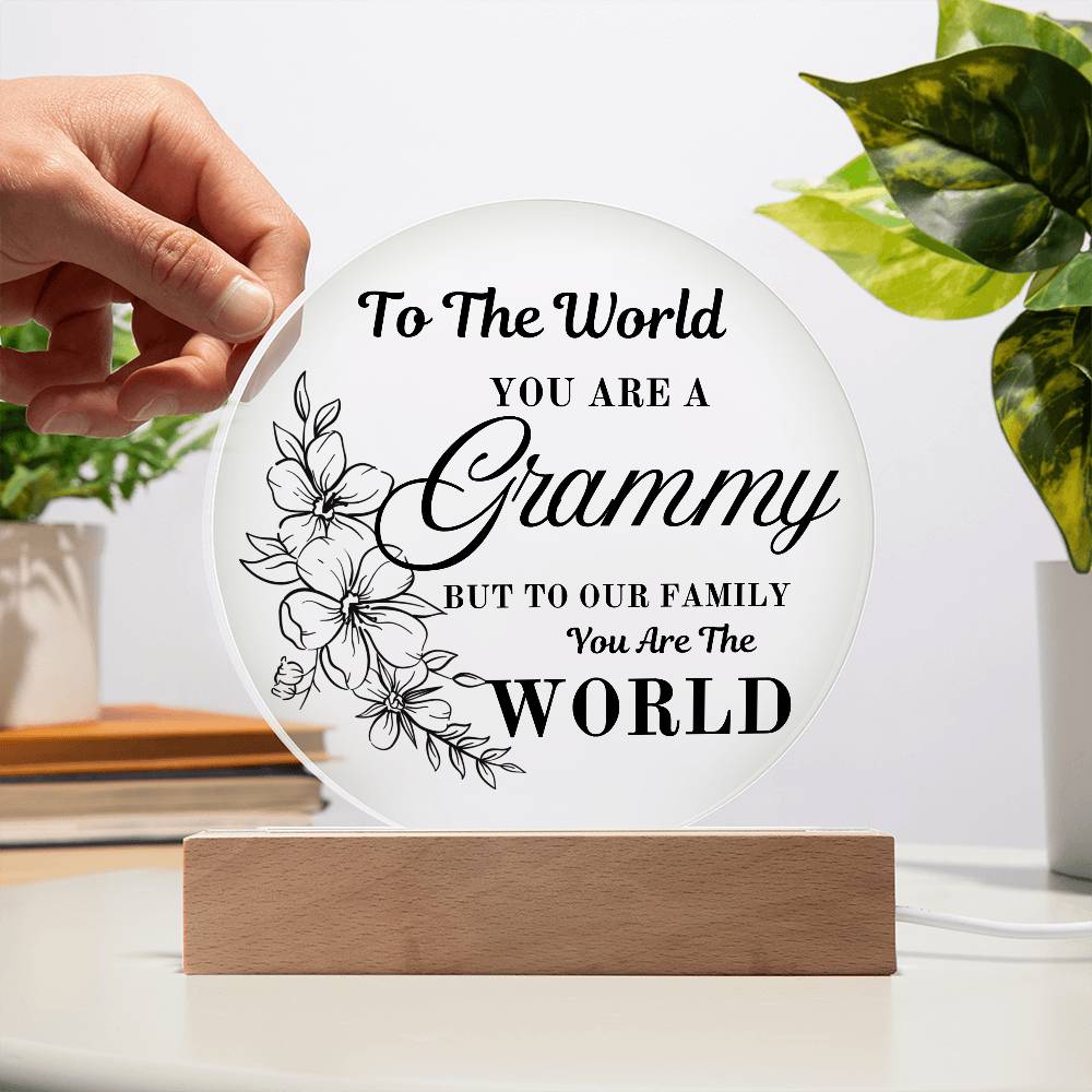 Grammy, You are the World | LED Round Light | Gift for Grandmother