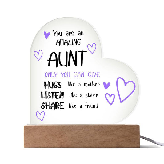 You are an Amazing Aunt |  LED Heart Light | Christmas gift for Aunt