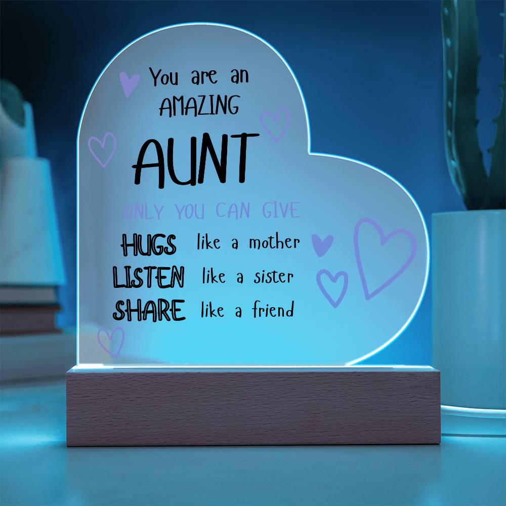 You are an Amazing Aunt |  LED Heart Light | Christmas gift for Aunt