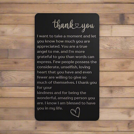 Thank You | Engraved Metal Card | Gift of Thanks