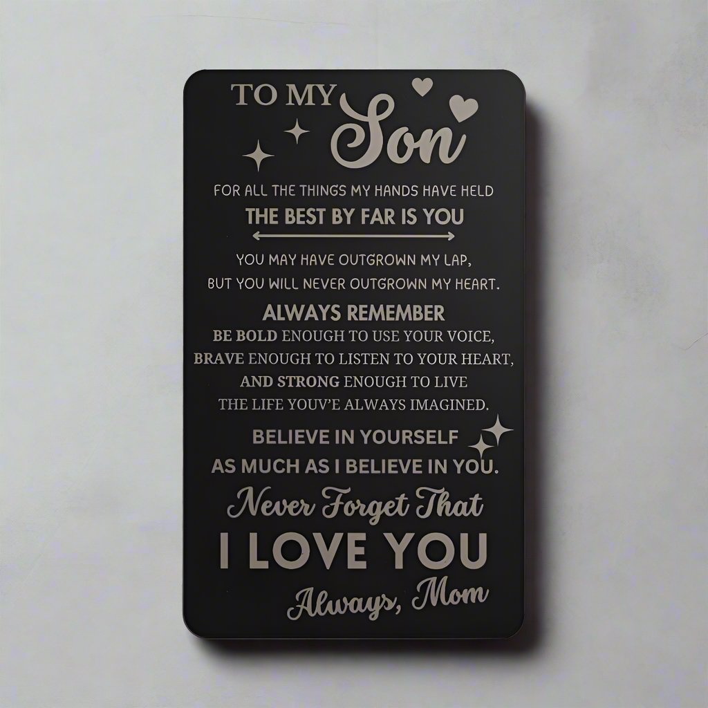 To my Son | Engraved Metal Card |  Christmas Gift | From Mom