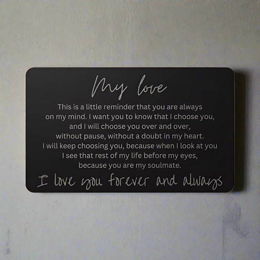 My Love | Engraved Metal Card | Gift for your Love