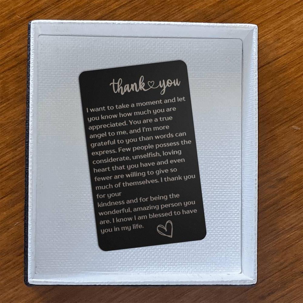 Thank You | Engraved Metal Card | Gift of Thanks